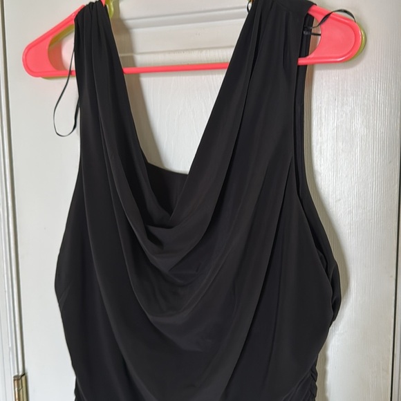 Vintage 90s Night Way Collections Black Ruched Cowl Neck Dress Plus Size 16 W - Picture 3 of 8